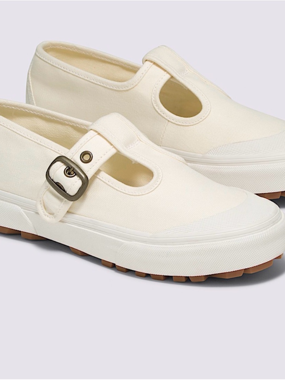Vans Cream Canvas Mary Jane Loafers with Gum Sole - Picture 2 of 4